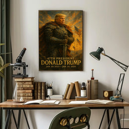 Donald Trump Resolute Defender Knight Armor Digital Painting Patriotic Leadership Poster