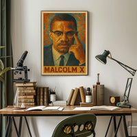 Malcolm X Mosaic Portrait Poster