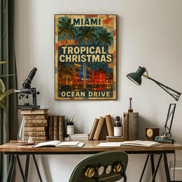 Miami Tropical Christmas Poster