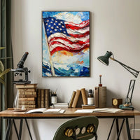 Large American Flag Waving Abstract Artwork Poster