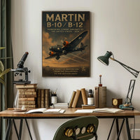Martin B-10/B-12 Aircraft Vintage Aviation Innovation Poster