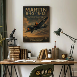 Martin B-10/B-12 Aircraft Vintage Aviation Innovation Poster