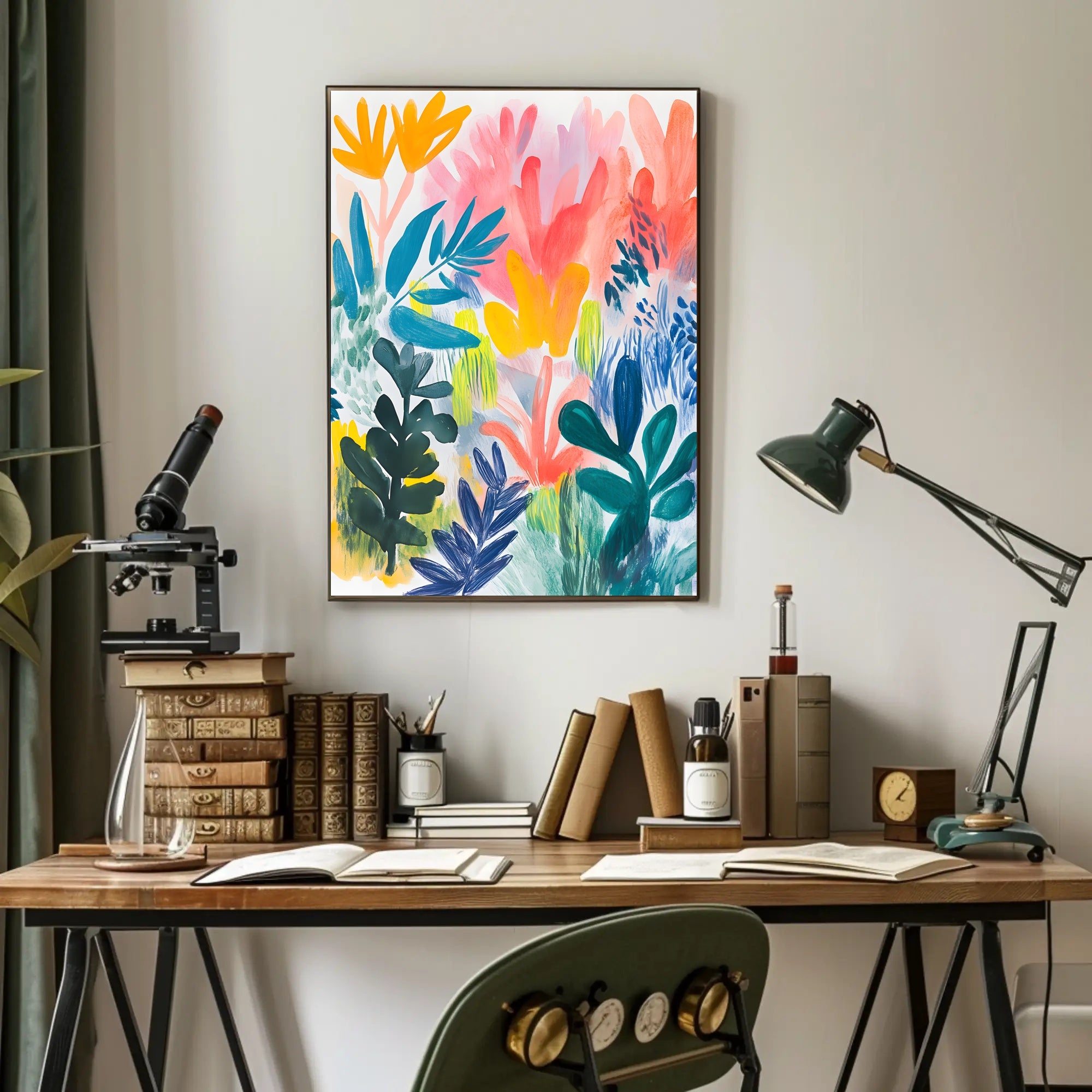 Abstract Foliage Poster Wall Art with Vibrant Colors