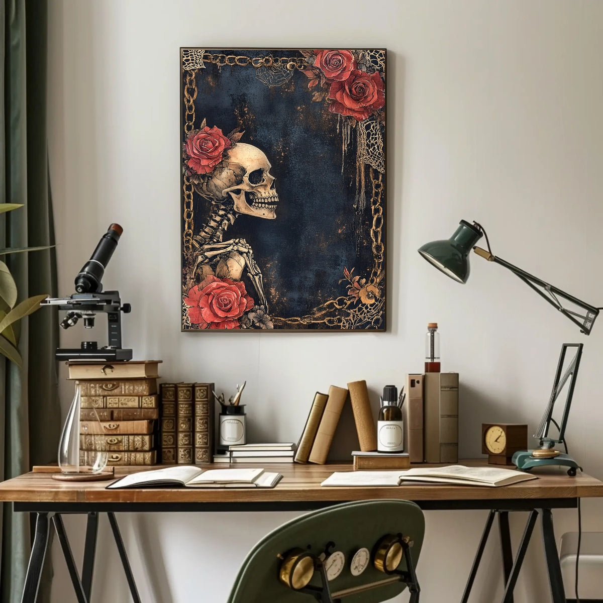 Gothic Skeleton Roses Artistic Poster