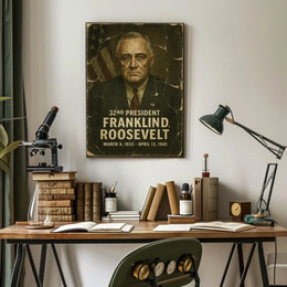 Franklin D. Roosevelt 32nd President of the United States Damaged Photograph Poster