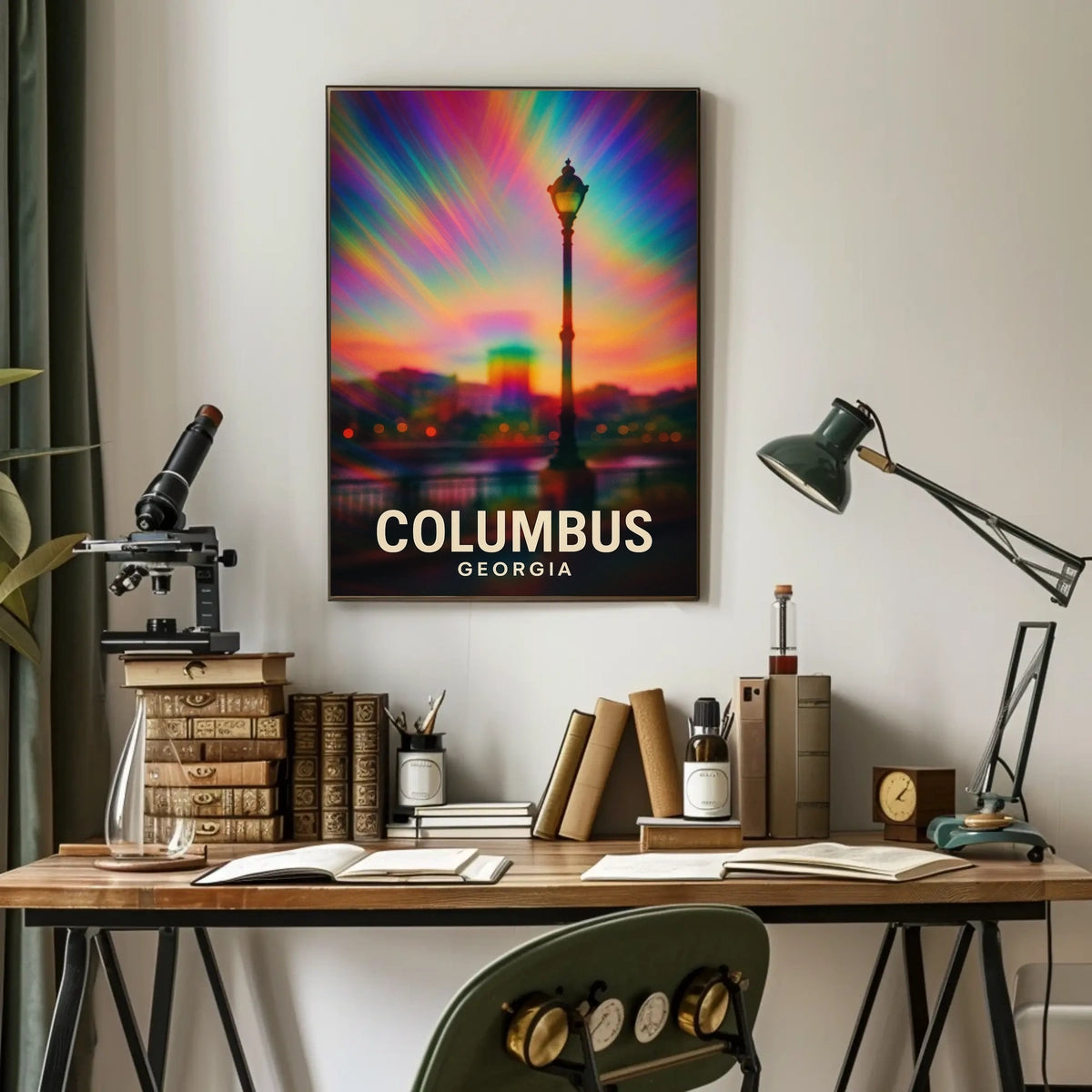 Columbus Georgia Vibrant View Travel Cityscape Impressionism Digital Painting Decor Poster