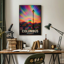 Columbus Georgia Vibrant View Travel Cityscape Impressionism Digital Painting Decor Poster