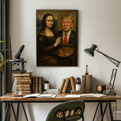 Mona Lisa Paints Trump Historical Parody Poster