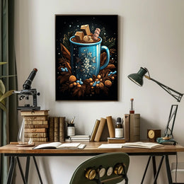 Cozy Holiday Mug: Whimsical Abstract or Artistic Poster