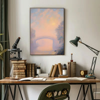 Bridge Sunrise Poster Vintage Pastel Landscape Print