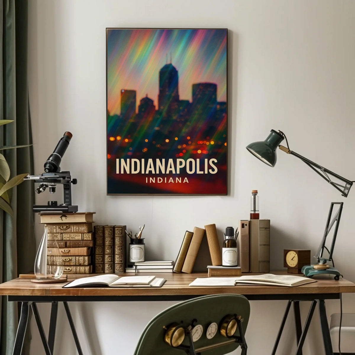 Indianapolis Skyline Cityscape Travel Inspiration Photography Realism Urban Dream Poster