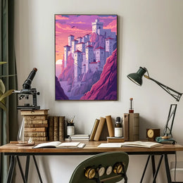 Mystical Castle on Cliffside Fantasy Poster