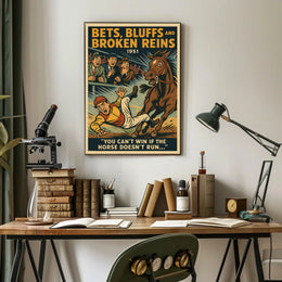 Bets Bluffs and Broken Reins 1951 Sports Poster