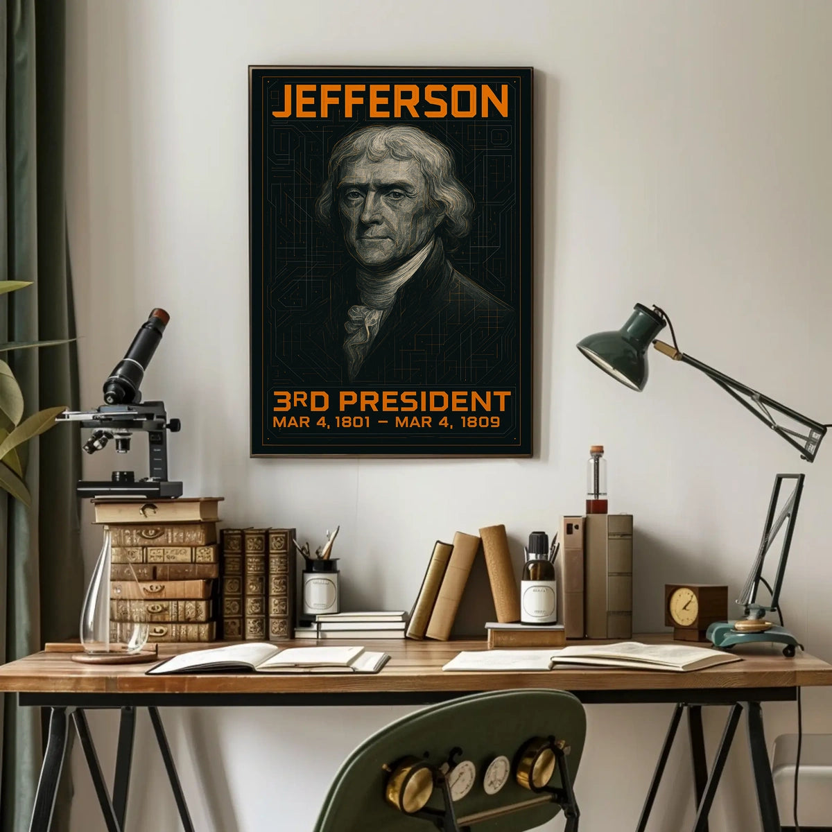 Thomas Jefferson 3rd President of the United States Techno Schematic Poster