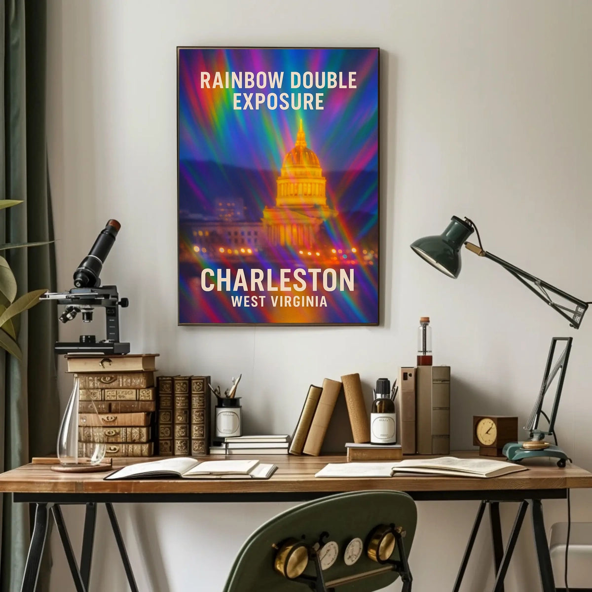 Rainbow Double Exposure Charleston Poster