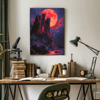 Blood Moon Castle Art Print Poster for Home Decor PosterGoat