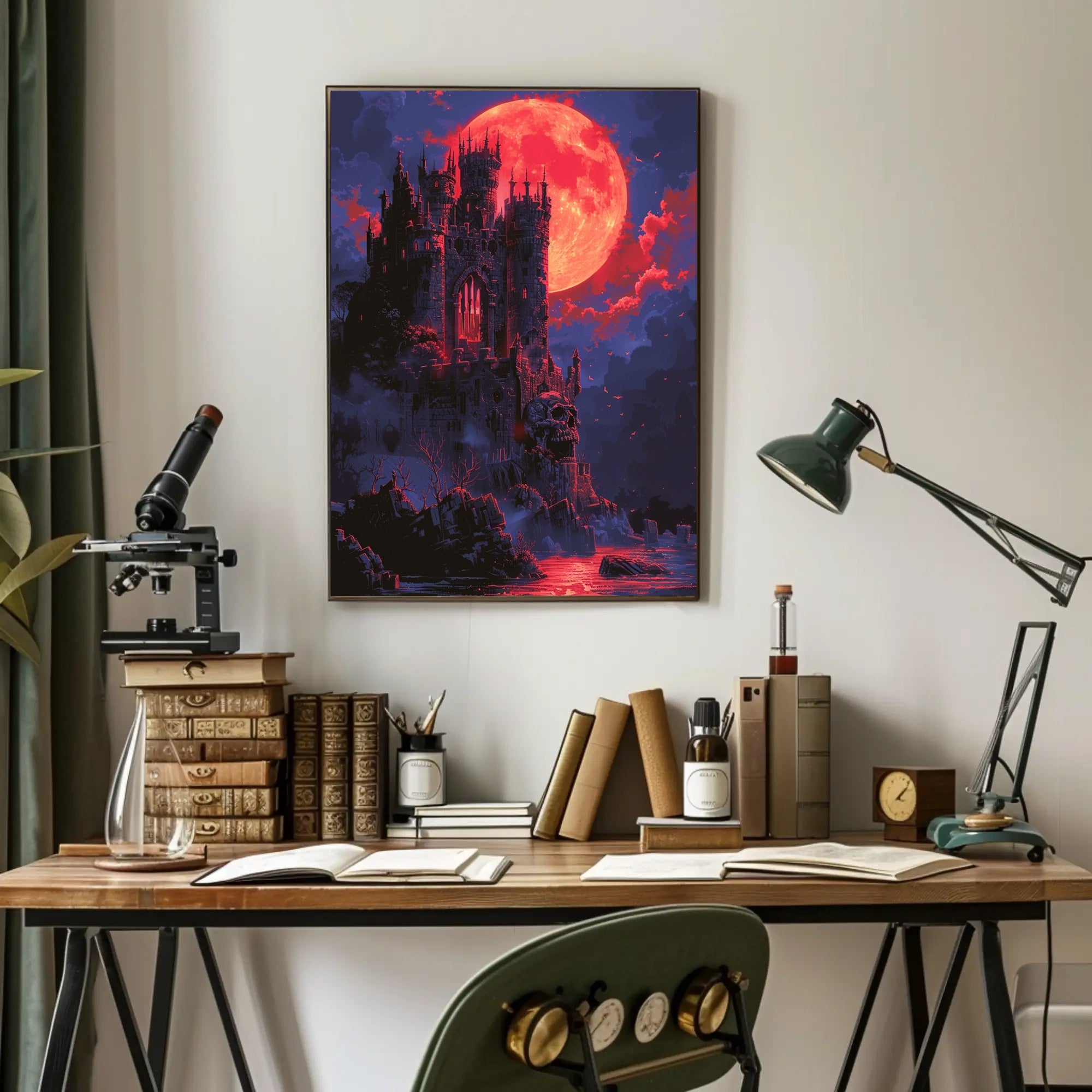 Blood Moon Castle Art Print Poster for Home Decor PosterGoat