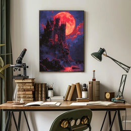 Blood Moon Castle Art Print Poster for Home Decor PosterGoat