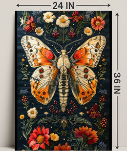 Vibrant Butterfly and Botanicals Artistic Poster