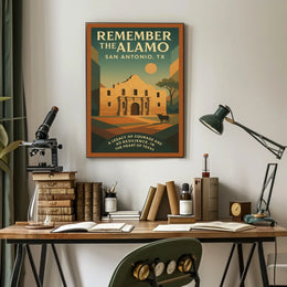 Alamo Sunset Vintage Poster: Texas Heritage Art Print