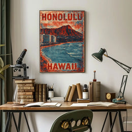 Honolulu Vintage Travel Nostalgia Seekers Art Deco Poster