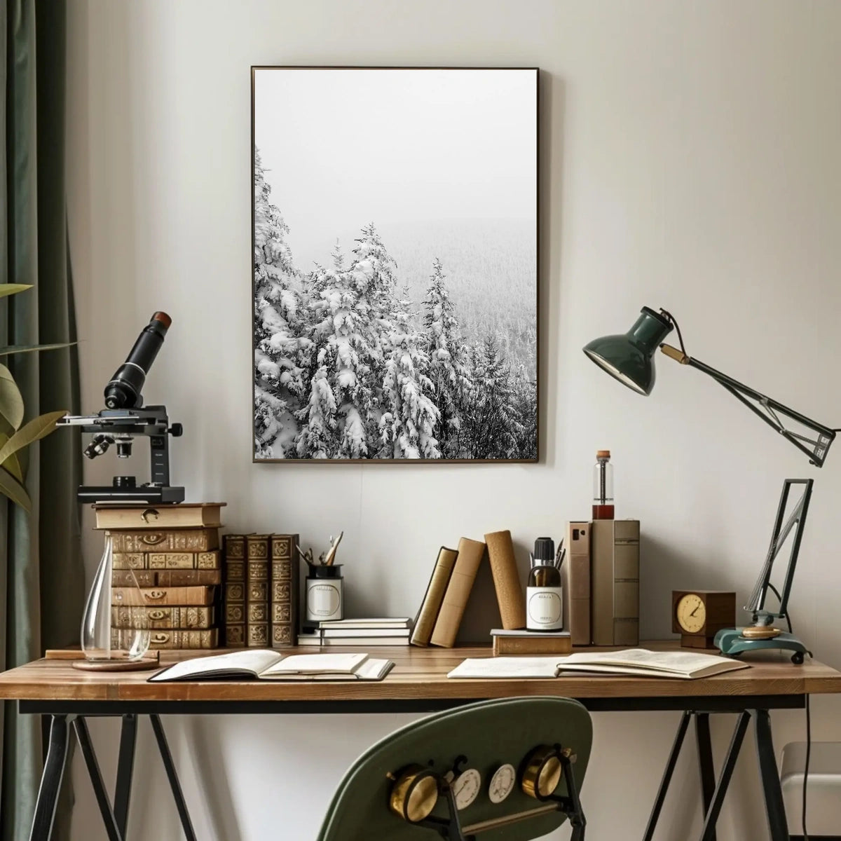 Serene Winter Landscape with Snow-Covered Pines National Park Poster