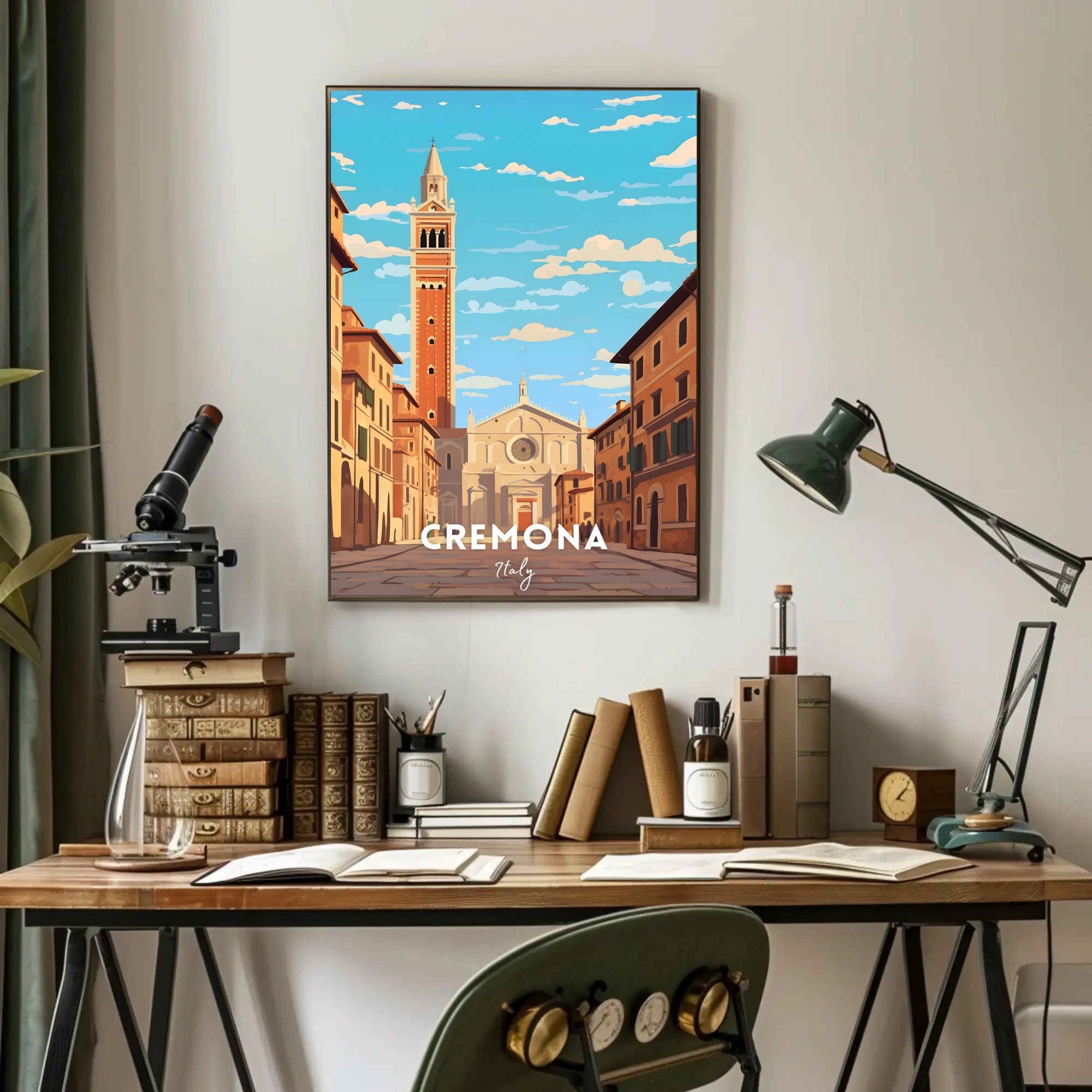 Cremona Cathedral Street Scene Poster