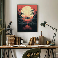 Moonlit Torii Gate Poster PosterGoat