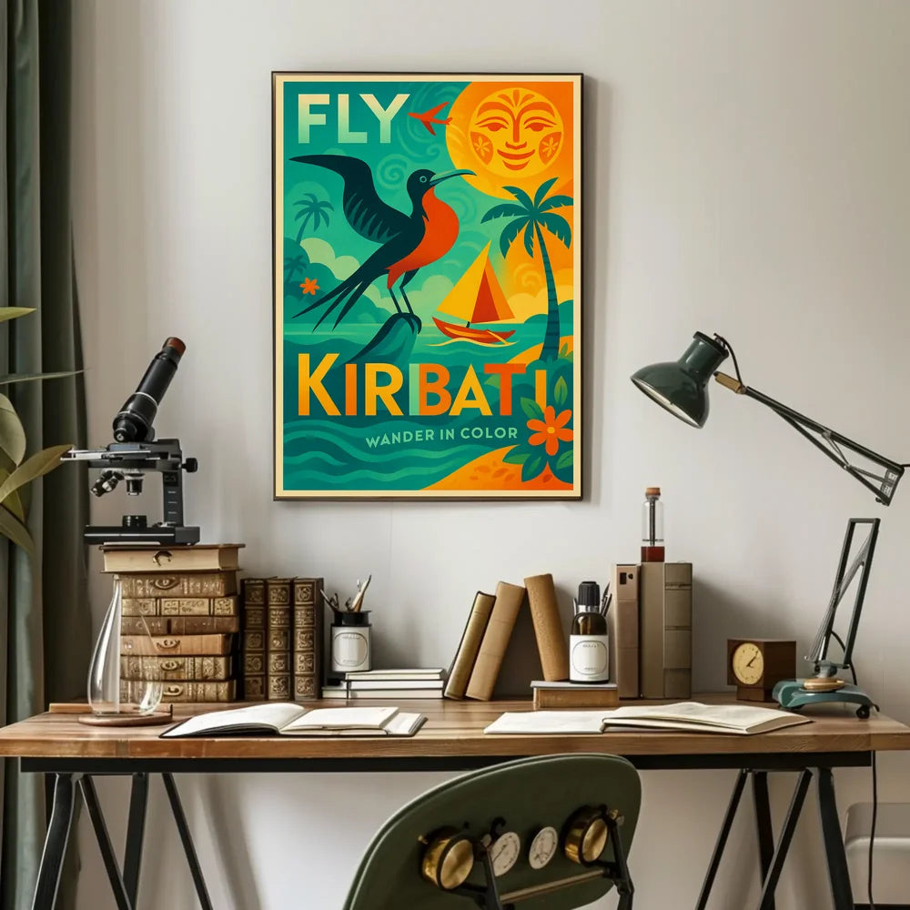Kiribati Tropical Escape Retro Travel Poster PosterGoat