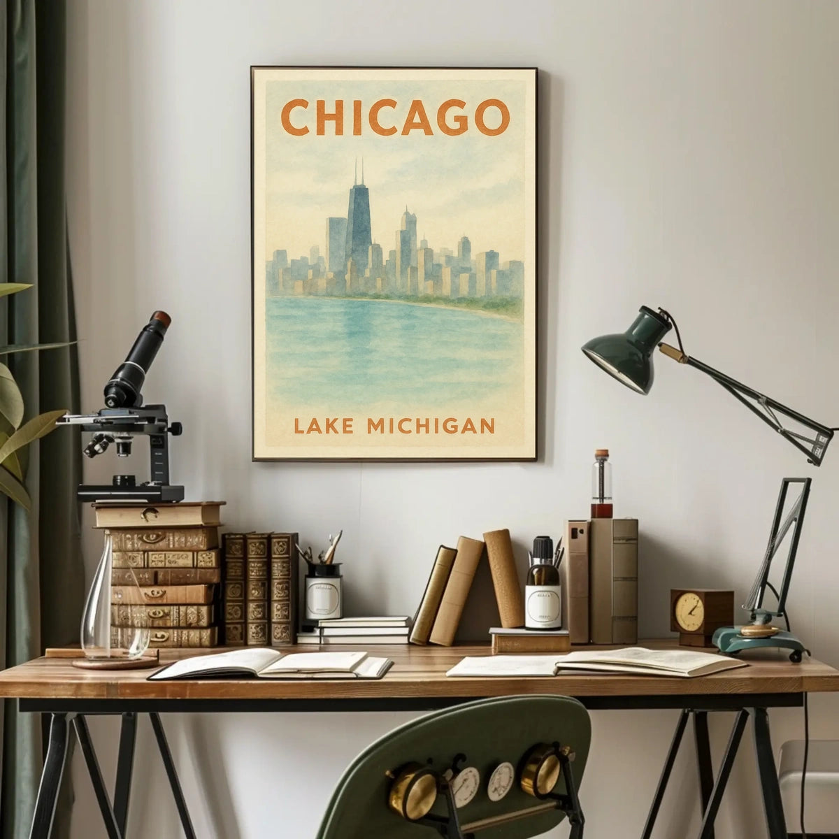 Chicago Skyline and Lake Michigan Poster