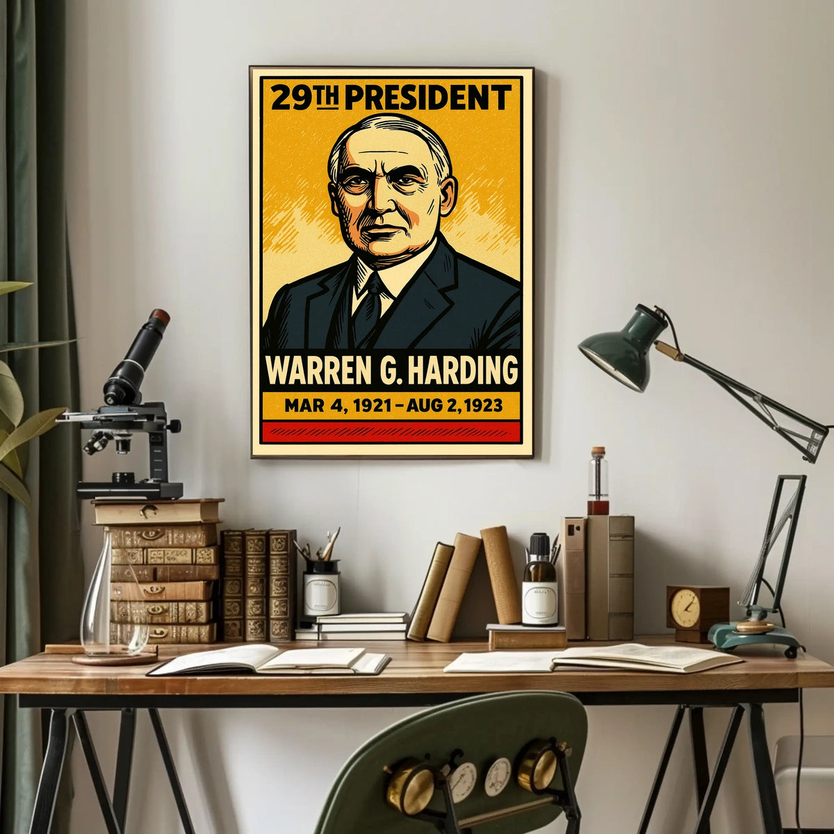Warren G. Harding 29th President of the United States Inked Comic Style Poster