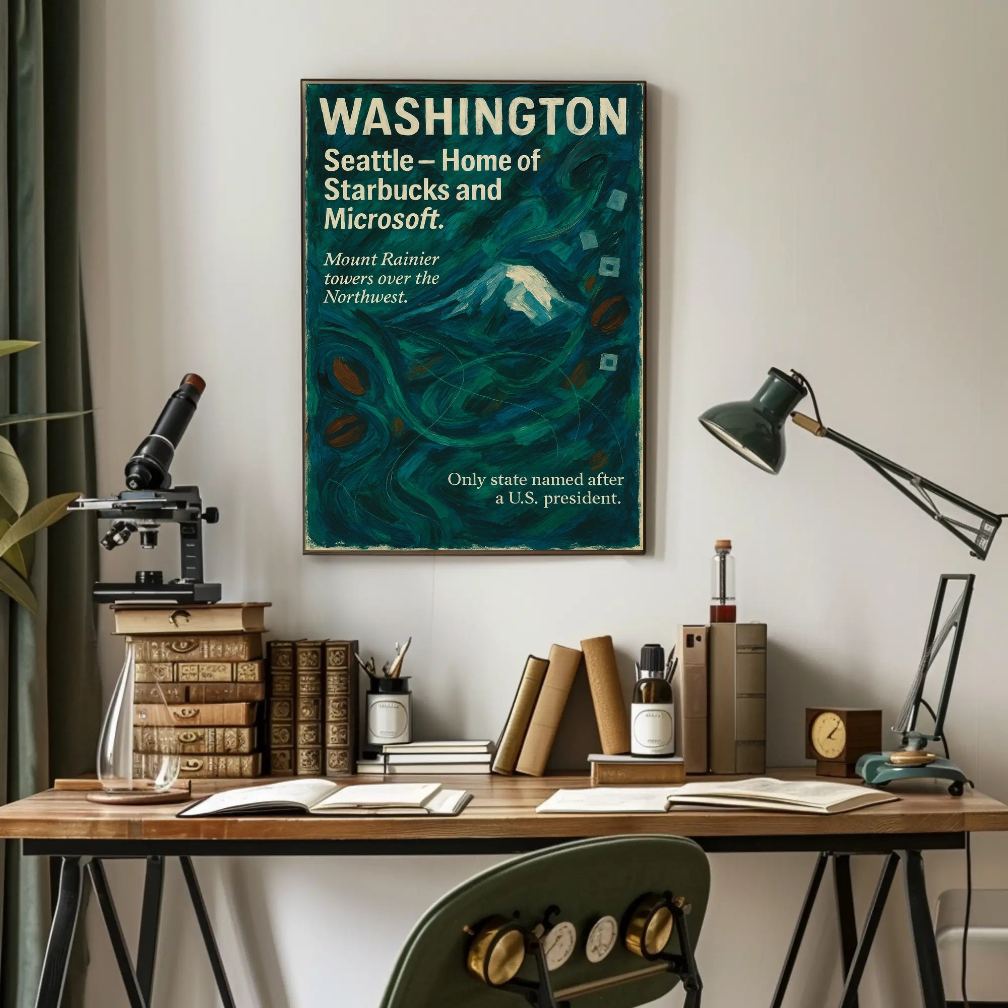 Washington Landmarks Modern Travel Poster