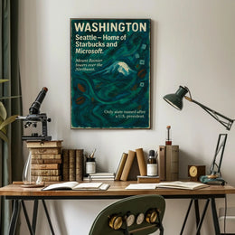 Washington Landmarks Modern Travel Poster