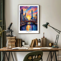 Chicago Skyline at Sunrise Urban or Cityscape Poster PosterGoat