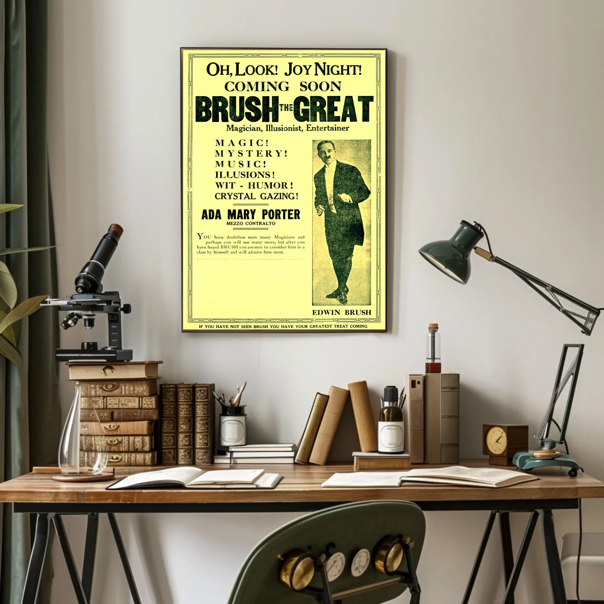 Vintage Magic Performance Poster Featuring Edwin Brush Illusionist