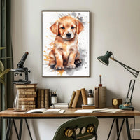 Puppy Portrait Watercolor Poster Wall Art