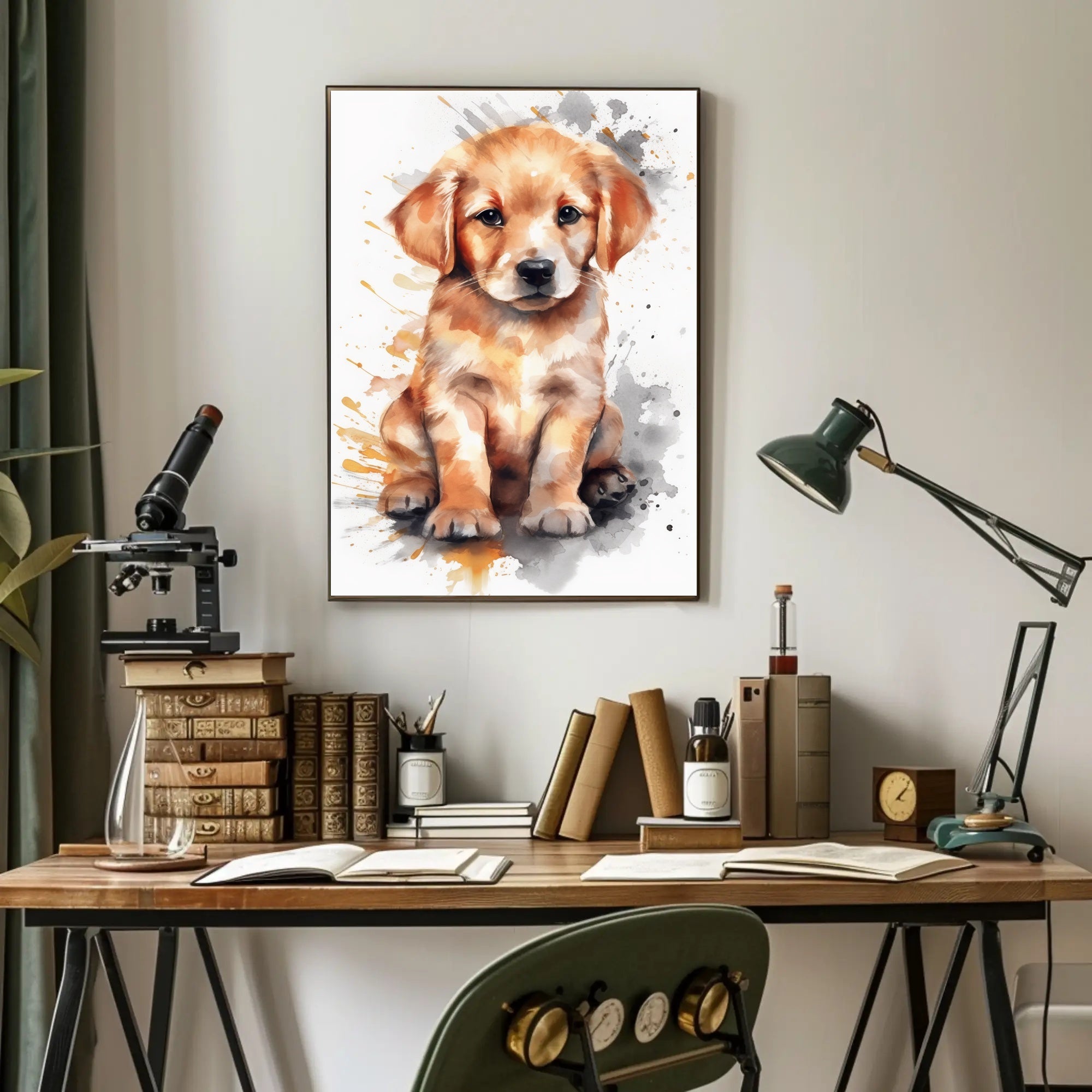 Puppy Portrait Watercolor Poster Wall Art