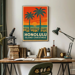 Honolulu Island Christmas Poster