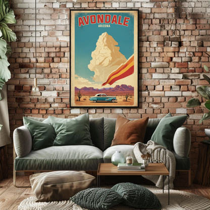 Avondale Arizona Desert Drive Vintage Travel Poster