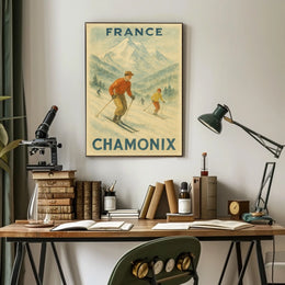 Chamonix Skiing Adventure Vintage Travel Poster