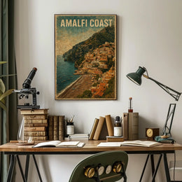 Amalfi Coast Poster Wall Art Seascape Decor for Travel