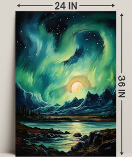 Aurora Over The Mountains Poster