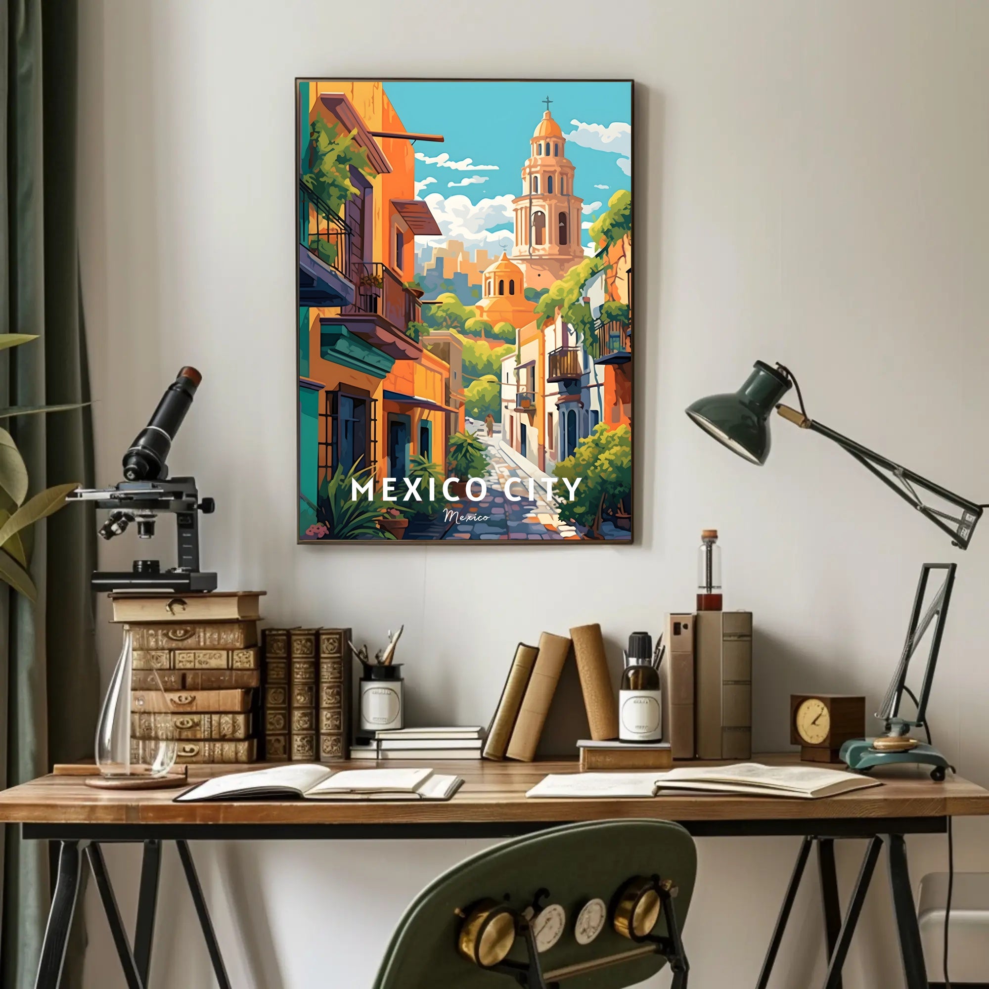 Mexico City Vibrant Street Scene Travel Poster