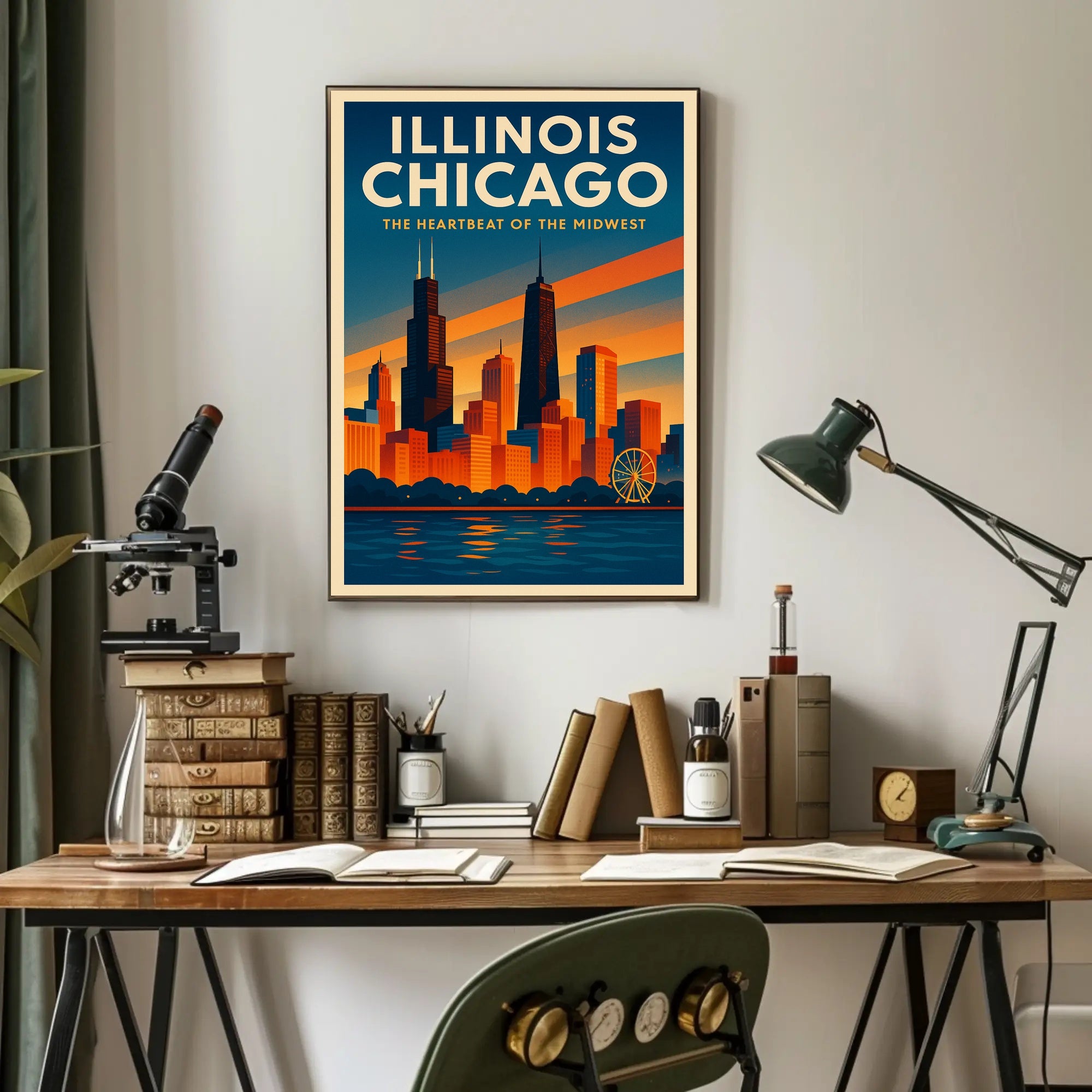 Illinois Chicago The Heartbeat of the Midwest Poster