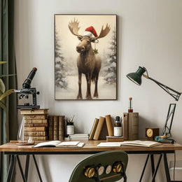 Festive Moose In Winter Wonderland Poster