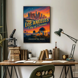 Los Angeles Skyline Vintage Travel Poster Art