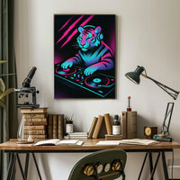 Neon Dj Tiger Poster