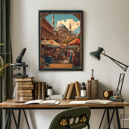 Bustling Market Scene Poster