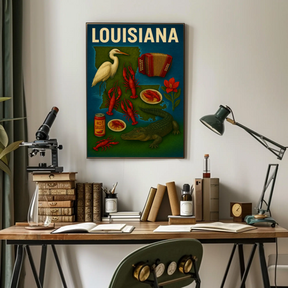 Louisiana Culture Food Music Alligator Bayou Poster