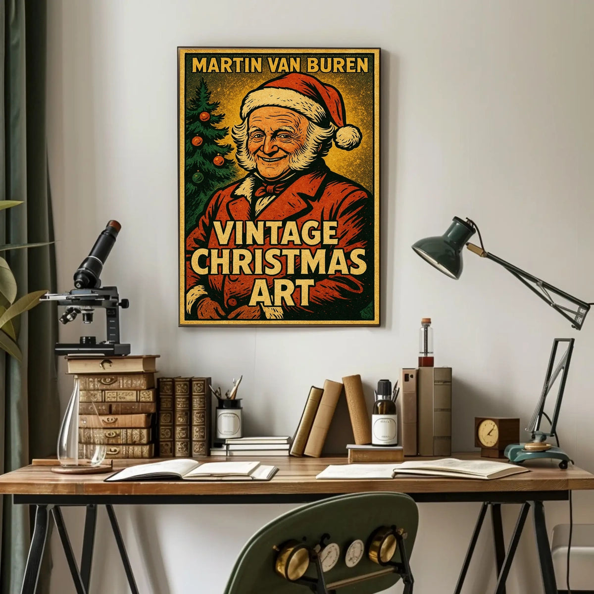 Martin Van Buren Vintage Christmas Art Poster
